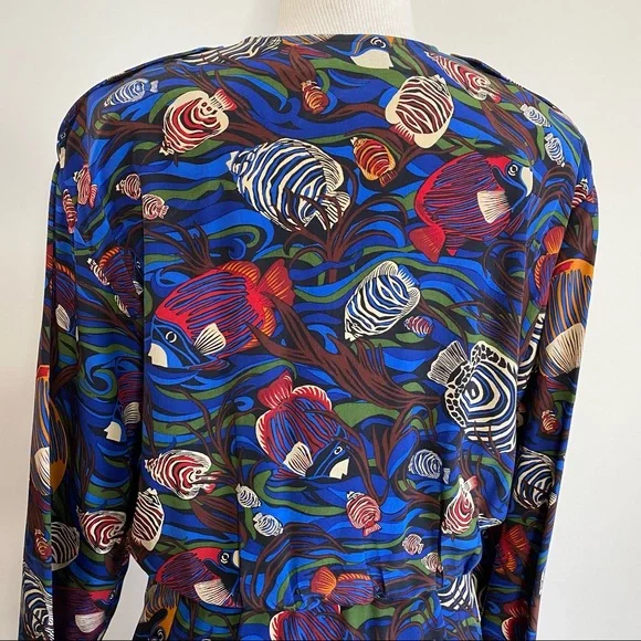 Vintage 90s Gillian tropical fish print dress - Picture 10 of 11